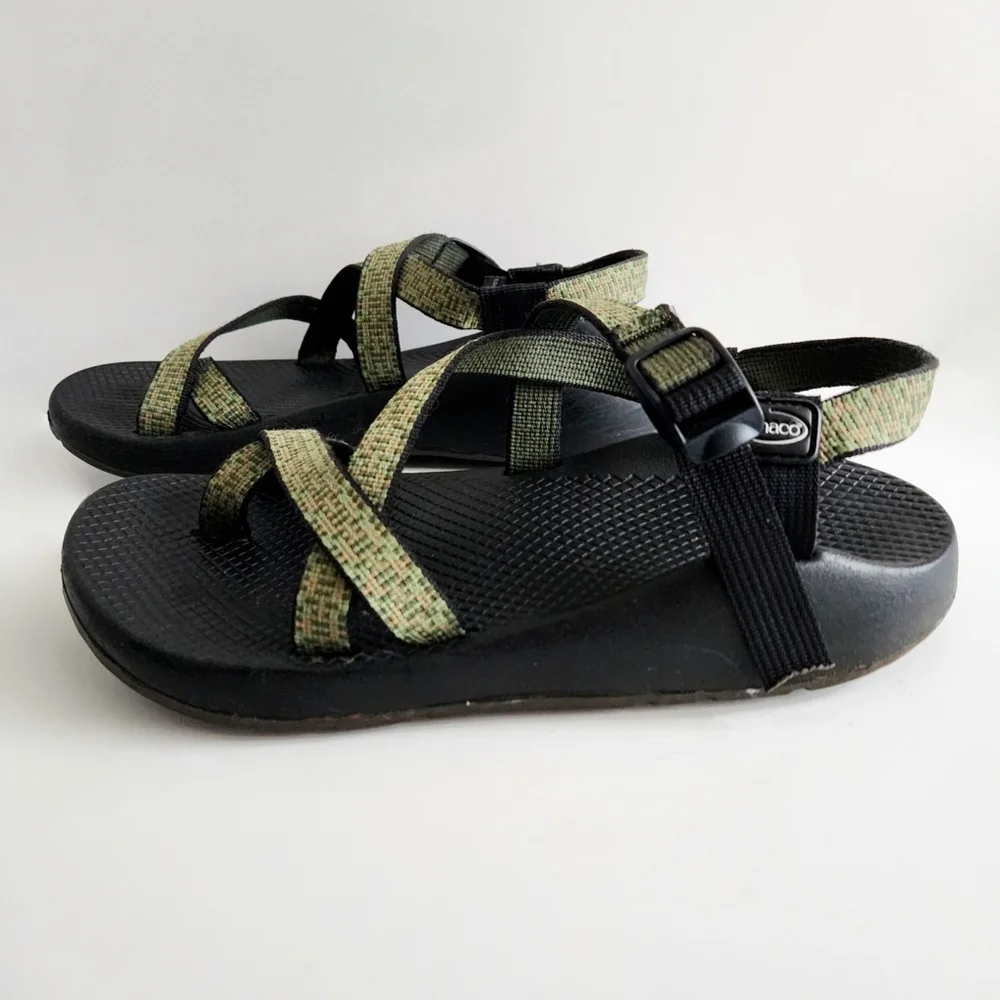 Chaco Sport Sandals Green & Black, Waterproof No-Slip Vibram Grip Soles, Mens 9